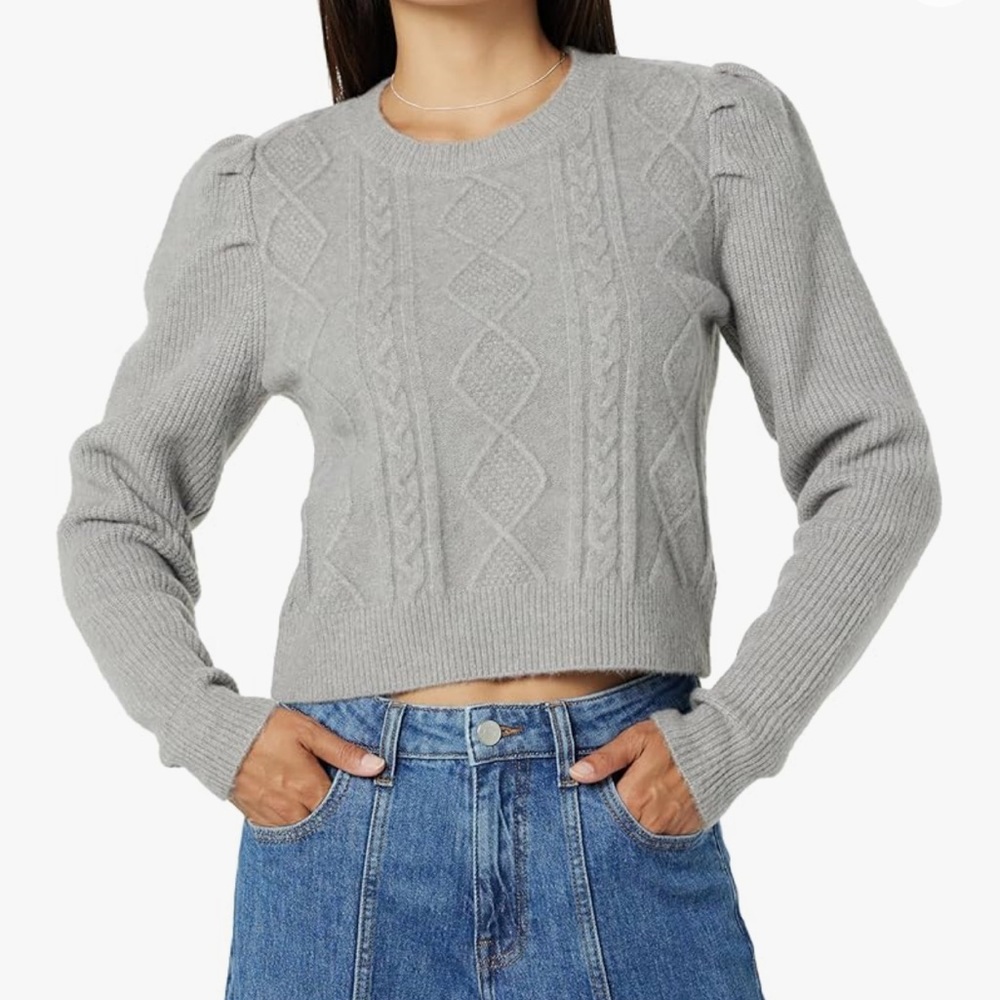 Puff Sleeve Cable-Knit Sweater